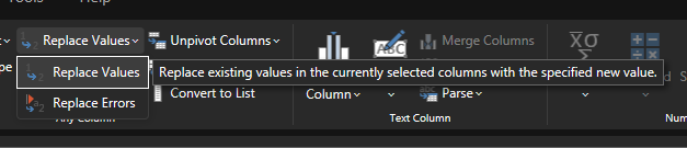 Substituindo valores em coluna no Power Query