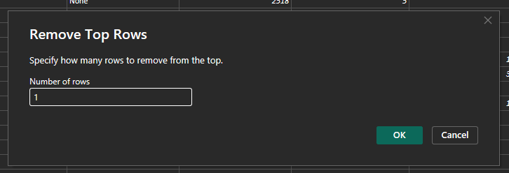 Removendo linhas no Power Query Editor